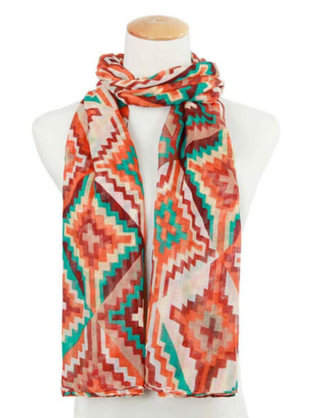 Riley Lightweight Print Scarf | Brown Multi